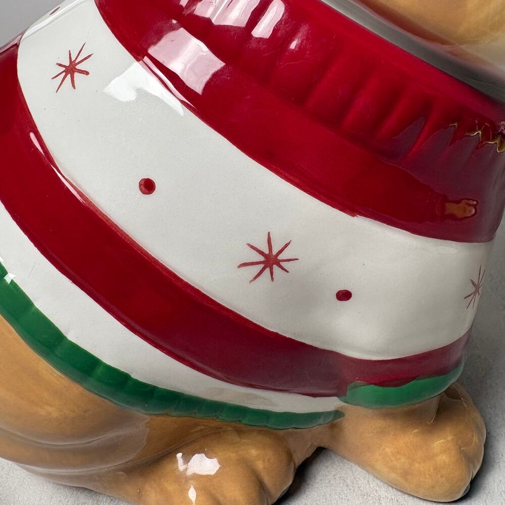 Sleigh Bell Bistro Holiday Hand-Painted Bulldog Ceramic Cookie Jar - Picture 16 of 16